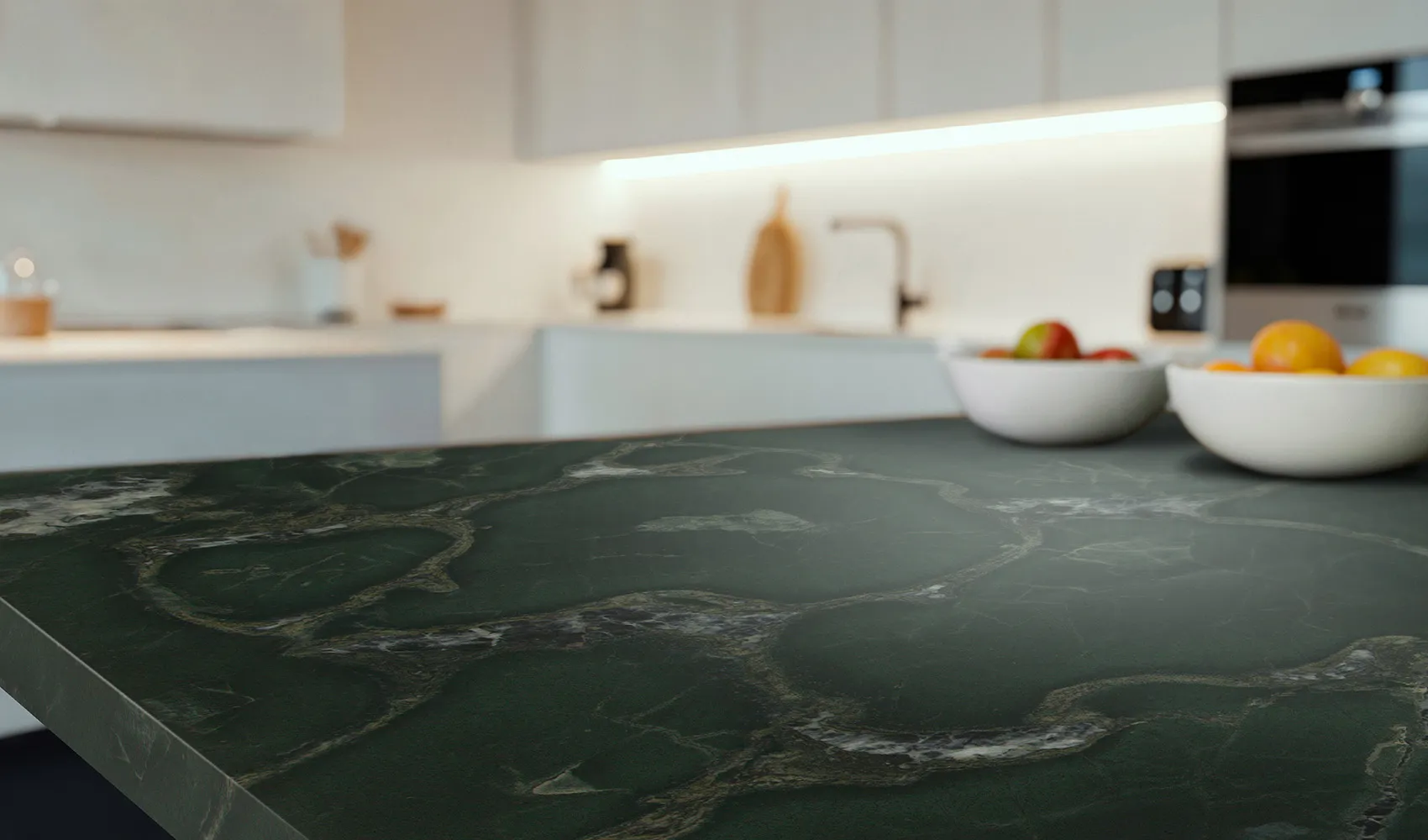 Гранит Green Flower в интерьере (столешница)